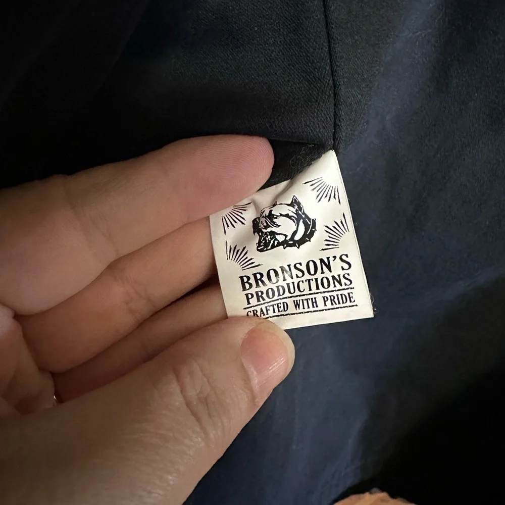The Bronson Mfg Heritage Corduroy Peacoat Double Breasted Coat Black Retro Sz 40
